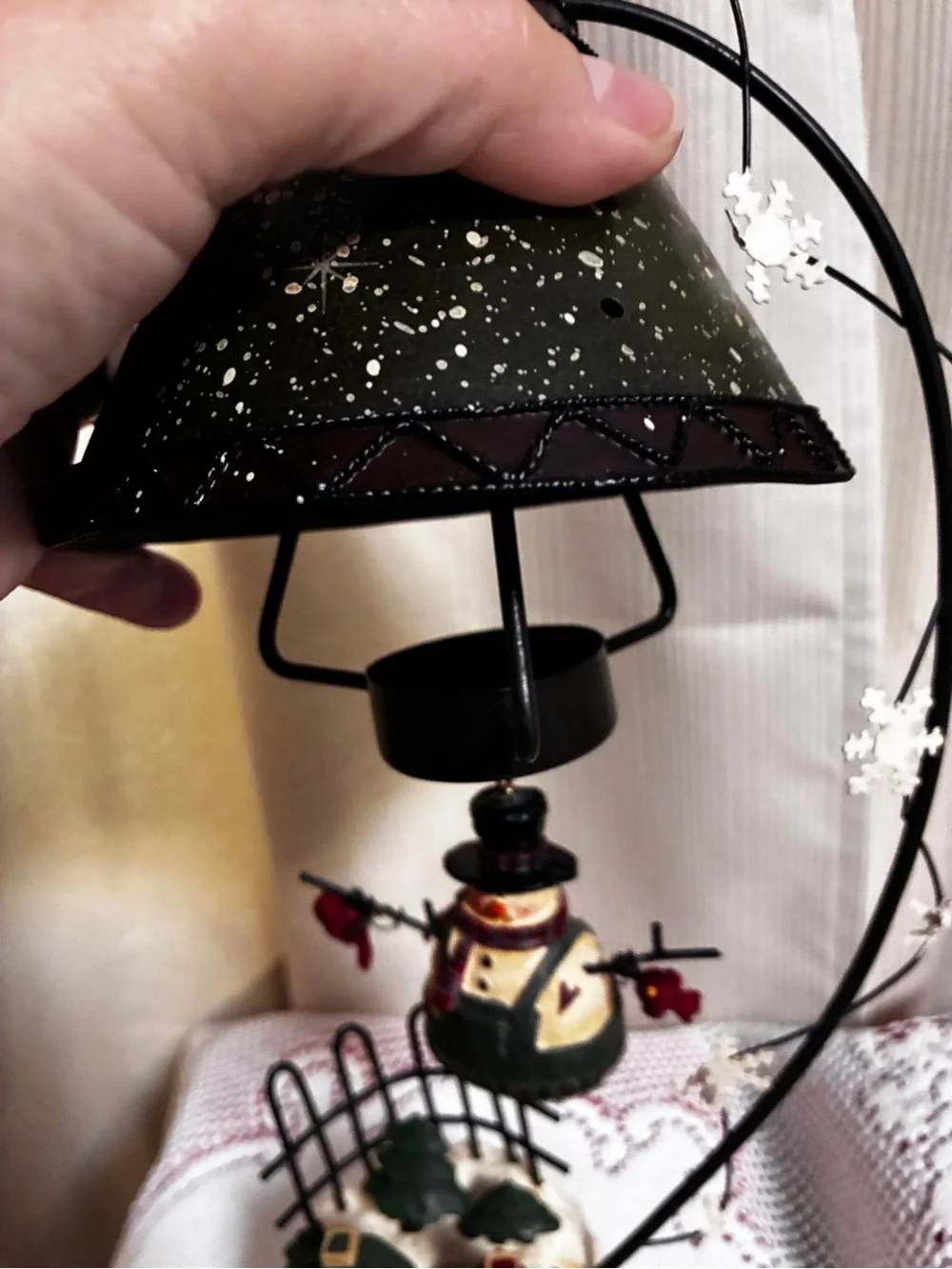 Forest Friends Green Snowman Table Tea light Lamp Holiday Decoration